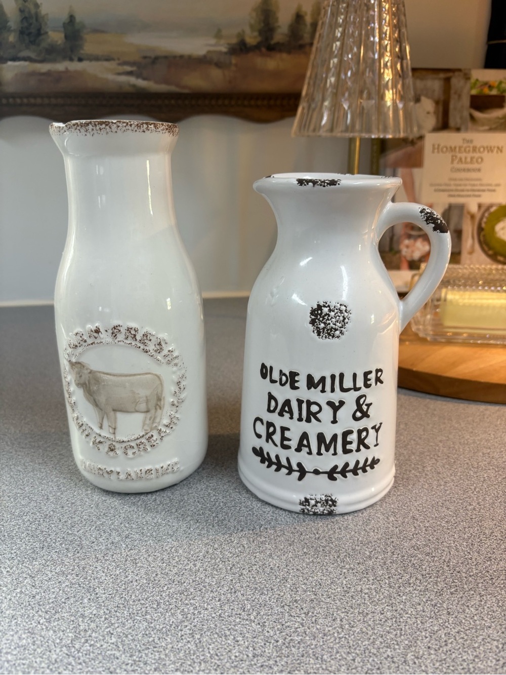 Olde Miller Dairy & Creamery White Ceramic Pitcher